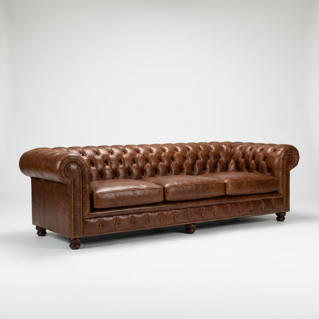 4 Seater brown leather Italian